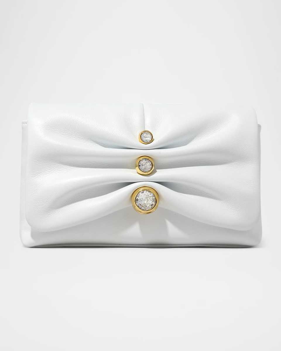 Ruched Crystal Leather Crossbody Bag